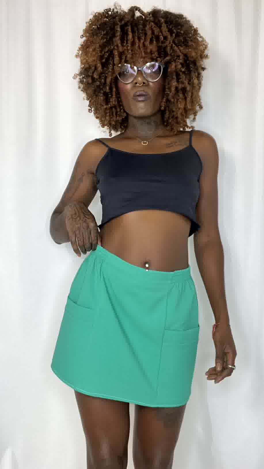 Mini jupe upyclée verte
