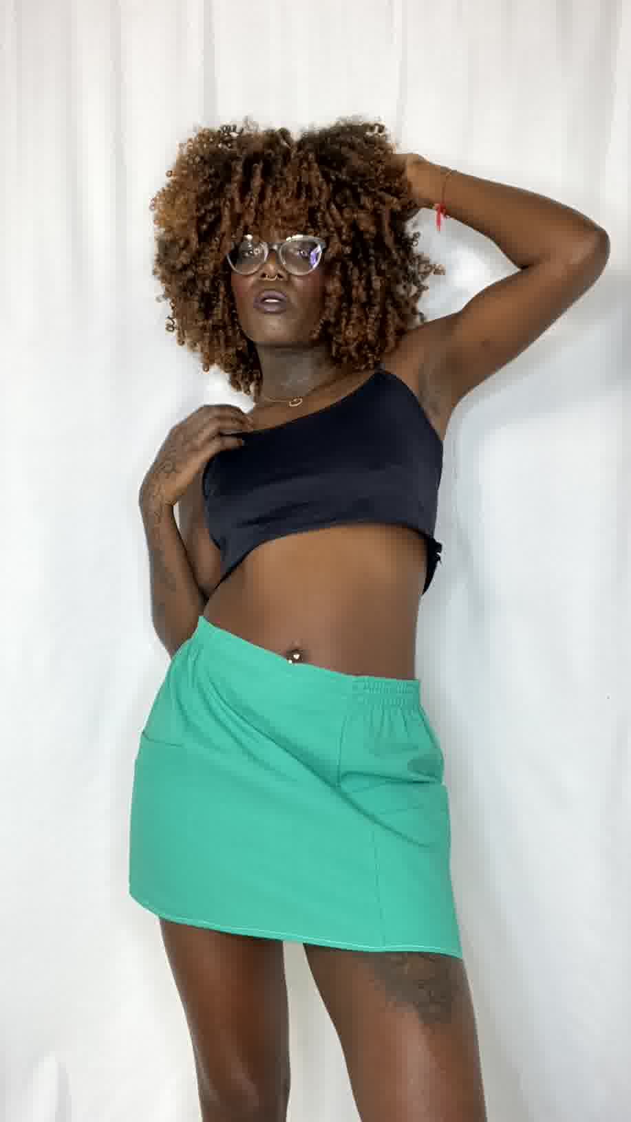Mini jupe upyclée verte