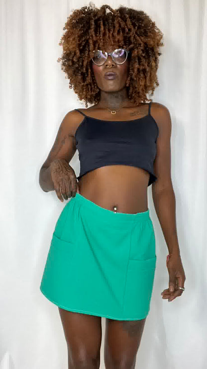 Mini jupe upyclée verte