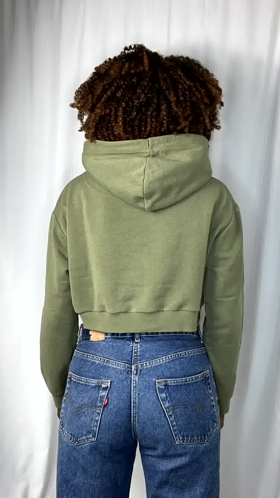 Sweat Upcyclé Kaki avec Capuchon
