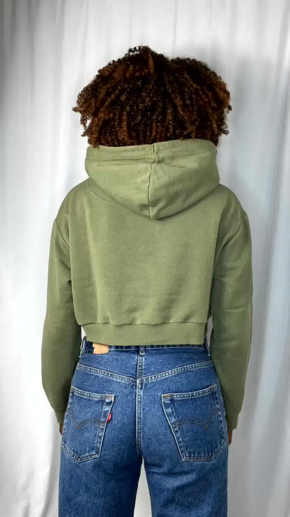 Sweat Upcyclé Kaki avec Capuchon